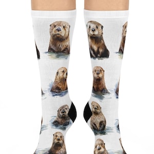 Sea Otter Socks Socks, Otter Socks, Stocking Stuffer Socks, Sea Otter Socks, Otter Lover GIft, Forest Animals Gift, Novelty Socks