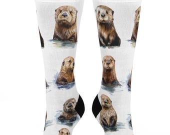 Sea Otter Socks Socks, Otter Socks, Stocking Stuffer Socks, Sea Otter Socks, Otter Lover GIft, Forest Animals Gift, Novelty Socks