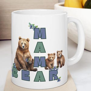 Ceramic Mug: Cute Bear and Cubs Mug Mothers Day Gift, New Mom Grandma, Animal Lover Coffee Cup, Wildlife Tea Mug, Forest Animals Kitchen