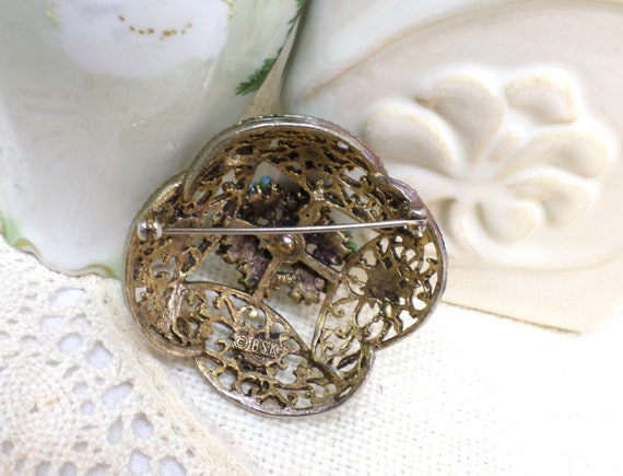 BSK Vintage Dome Shaped  Brooch, Fabulous Colors … - image 3