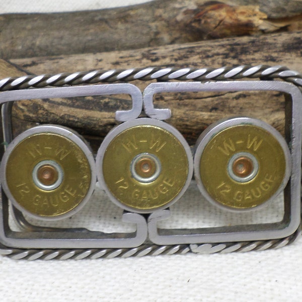 Belt Buckle Hand Made 12 Gauge Shotgun Shells, Hunter, Woodsman Gift, Rare Find Buckle, Vintage Collectors Buckle, Shotgun Shell Buckle