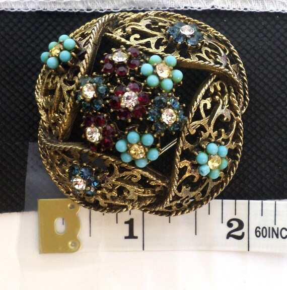 BSK Vintage Dome Shaped  Brooch, Fabulous Colors … - image 7