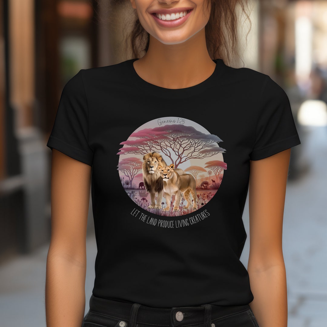Lion T Shirt, Bible Verse Shirt, Genesis 1:25 Let the Land Produce ...