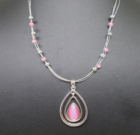 Lia Sophia Vintage Pink and Silver 90s Necklace - image 7