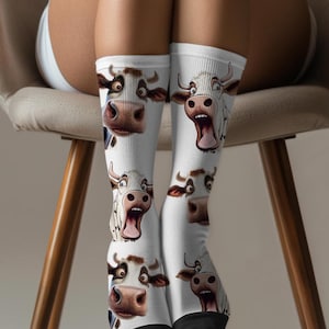Cow Socks, Funny Cow Socks, Cute Sock Gift, Animal Lover Socks, Farm Animal Socks, Stock Stuffers, Gift Idea, Cow Mama Socks, GIft Her, Gift