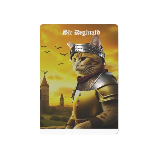 Cat Knight Personalized (Sir ___ Custom Poker Cards, Funny Cat Playing Cards, Cat as a Knight Playing Cards, Poker Accessories, Cat Cards