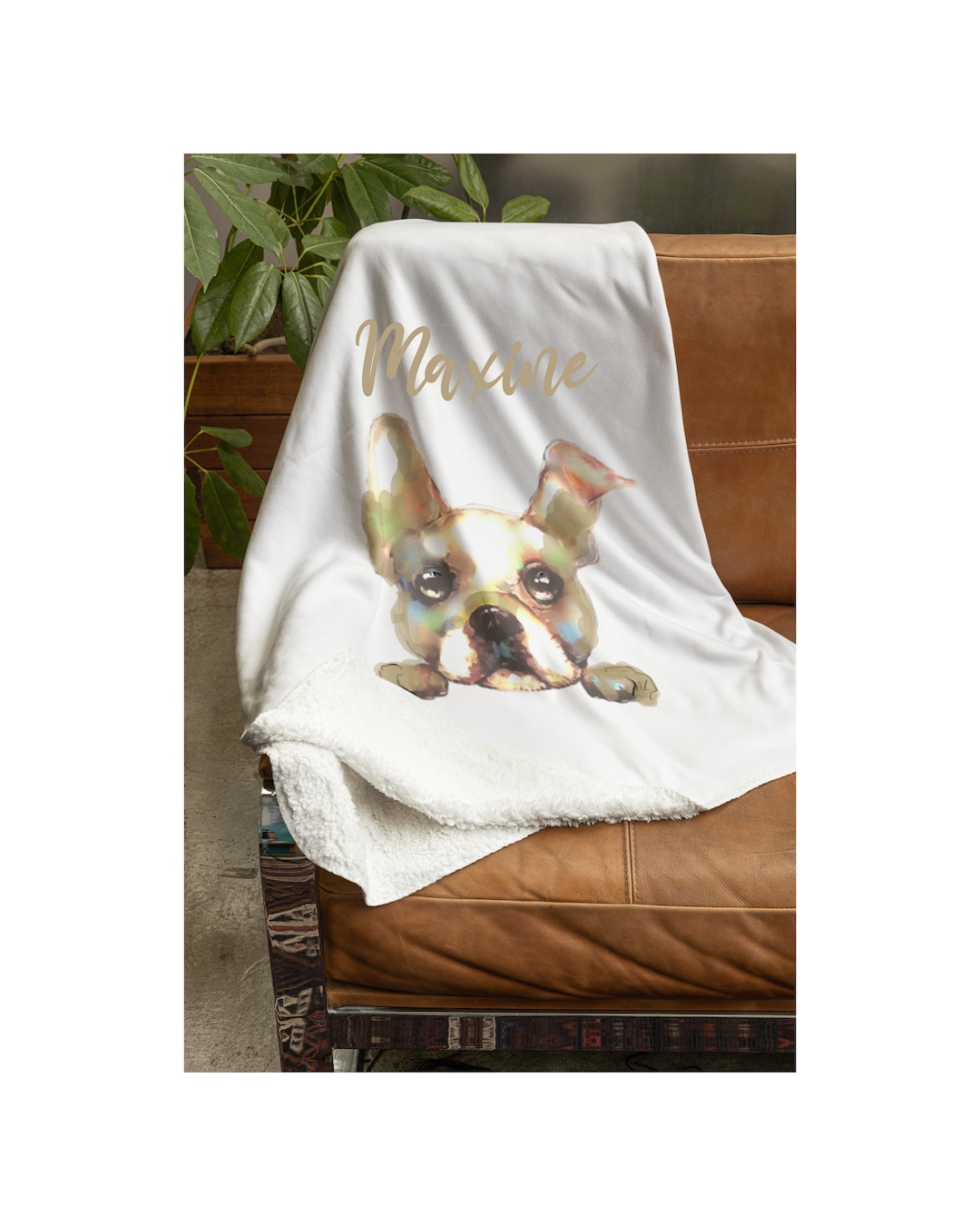 French Bulldog Fleece Blanket, Frenchie Blanket Gift, Custom French
