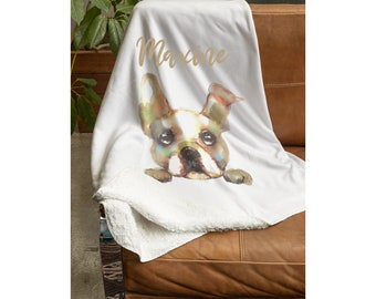 French Bulldog Fleece Blanket, Frenchie Blanket Gift, Custom