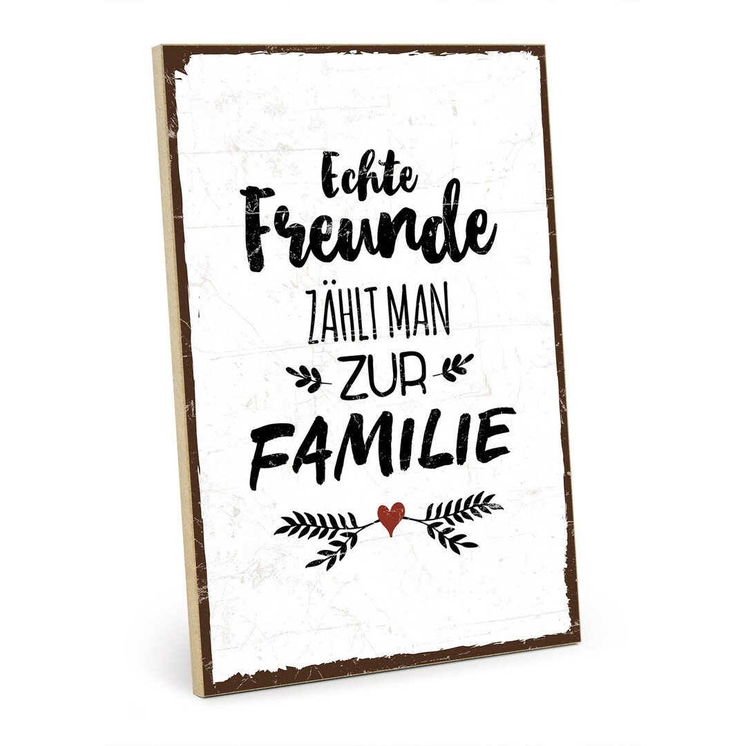 Typestoff Holzschild Mit Spruch FREUNDE FAMILIE Schild Etsy