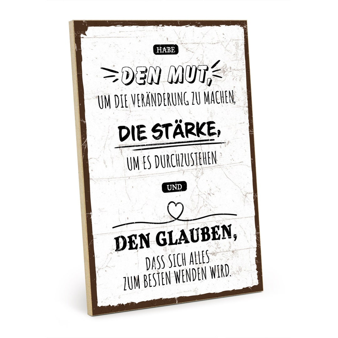 Holzschild Mit Spruch Mut Im Vintagelook Mit Zitat Als Geschenk Und