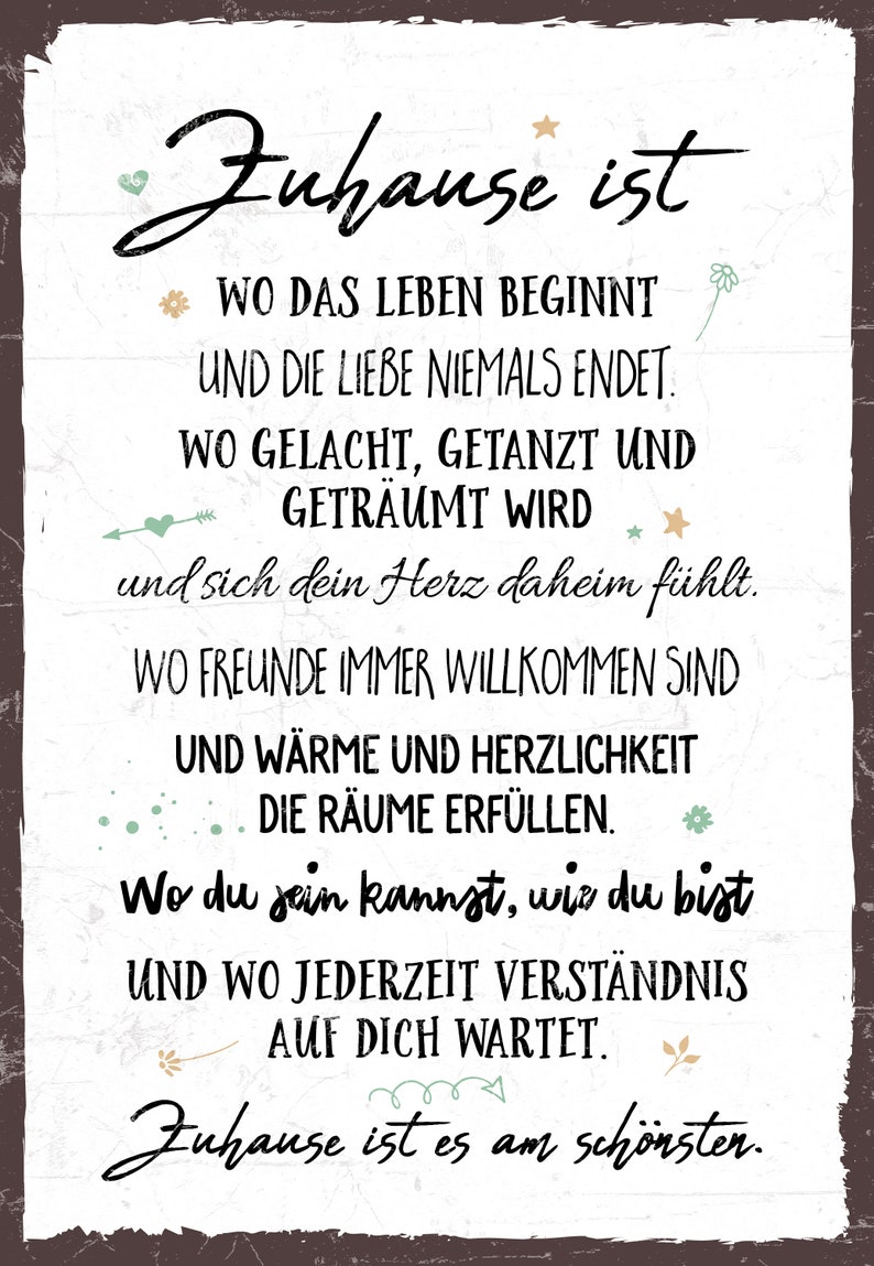 TypeStoff Holzschild mit Spruch Zuhause ist es am schönsten Etsy.de