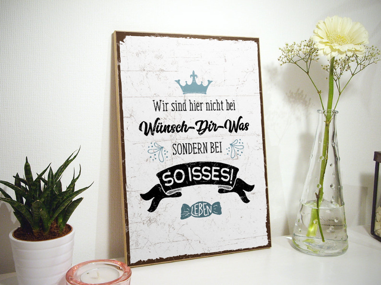 Holzschild mit Spruch WÜNSCHDIRWAS shabby Etsy