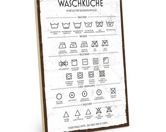 TypeStoff Holzschild mit Spruch - Waschküche - im Vintage-Look mit Zitat als Geschenk und Dekoration zum Thema Familie - HS-01059