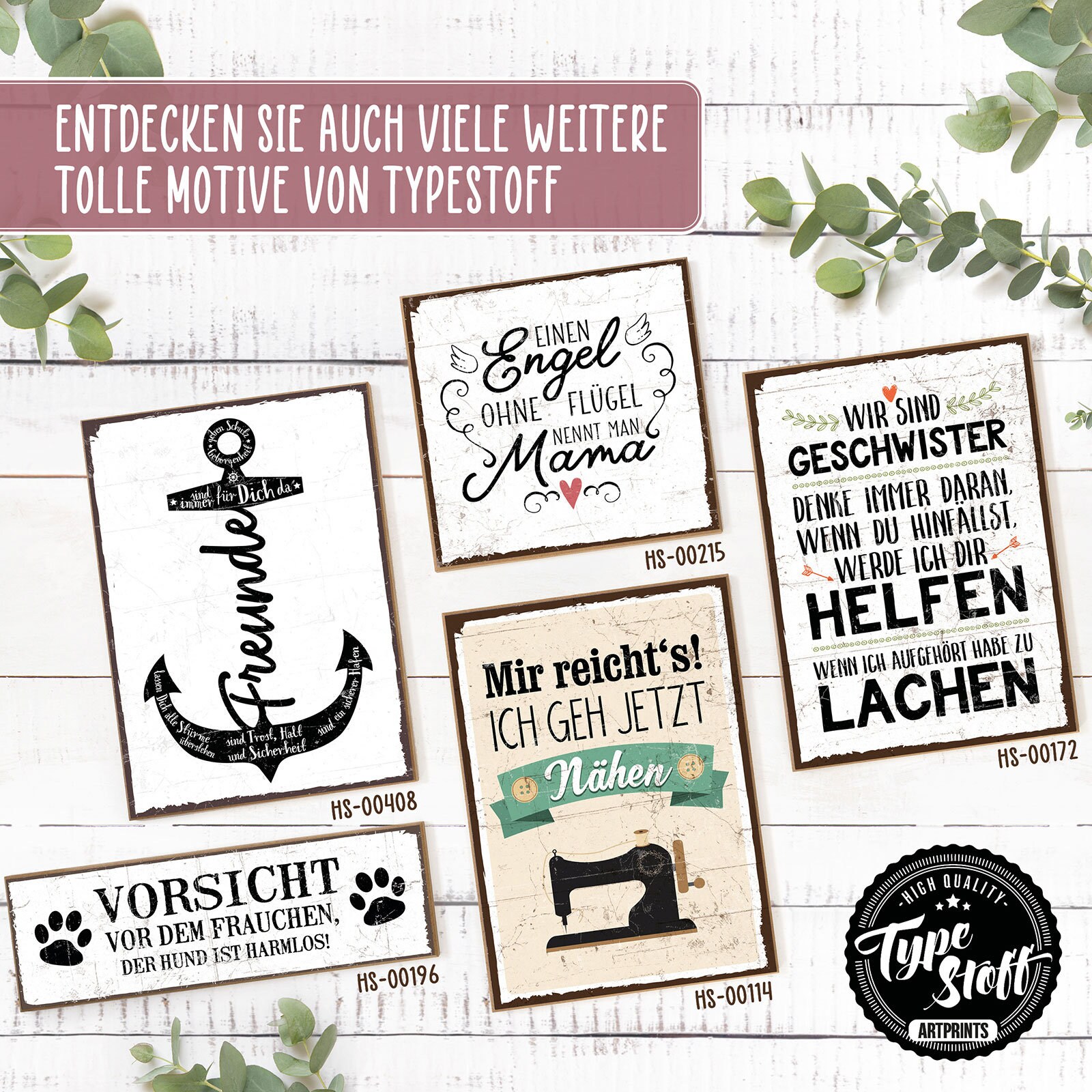 TypeStoff Holzschild mit Spruch Genieße den Tag, denn DIE MOMENTE im