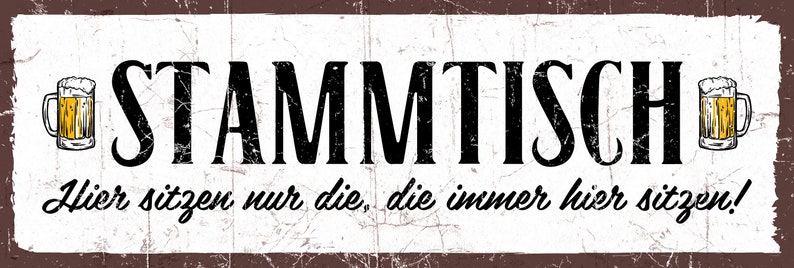 Typestoff Holzschild Mit Spruch STAMMTISCH Im Vintagelook Etsy Sweden