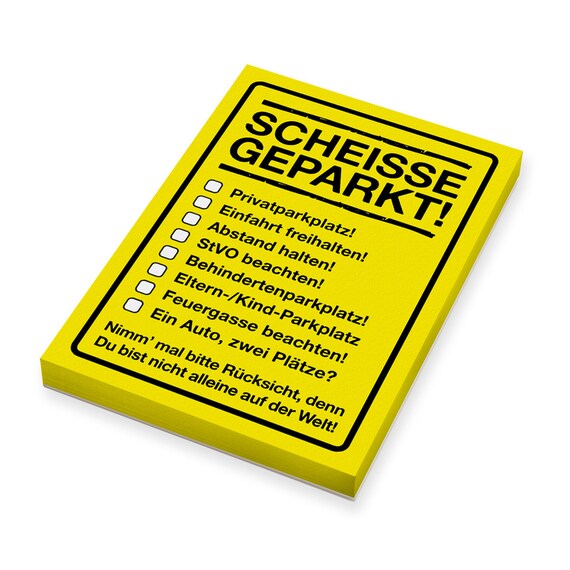 scheisse geparkt & Verwarnung 2 Blöcke nach Ihrer Wahl 50 Blatt A7 scheisse geparkt & Verwarnung 2 Blöcke nach Ihrer Wahl 50 Blatt A7