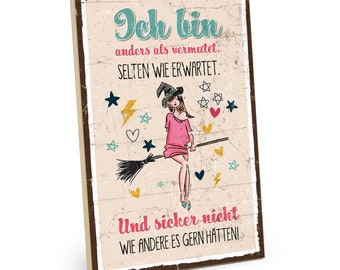 TypeStoff Holzschild mit Spruch - Anders - im Vintagelook mit Zitat als Geschenk und Dekoration zum Thema Frauen - HS-00993