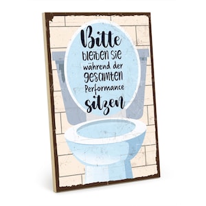 Holzschild mit Spruch Toilette im Vintage-Look mit Zitat als Geschenk und Dekoration zum Thema Klo und Badezimmer HS-00964 Bild 1