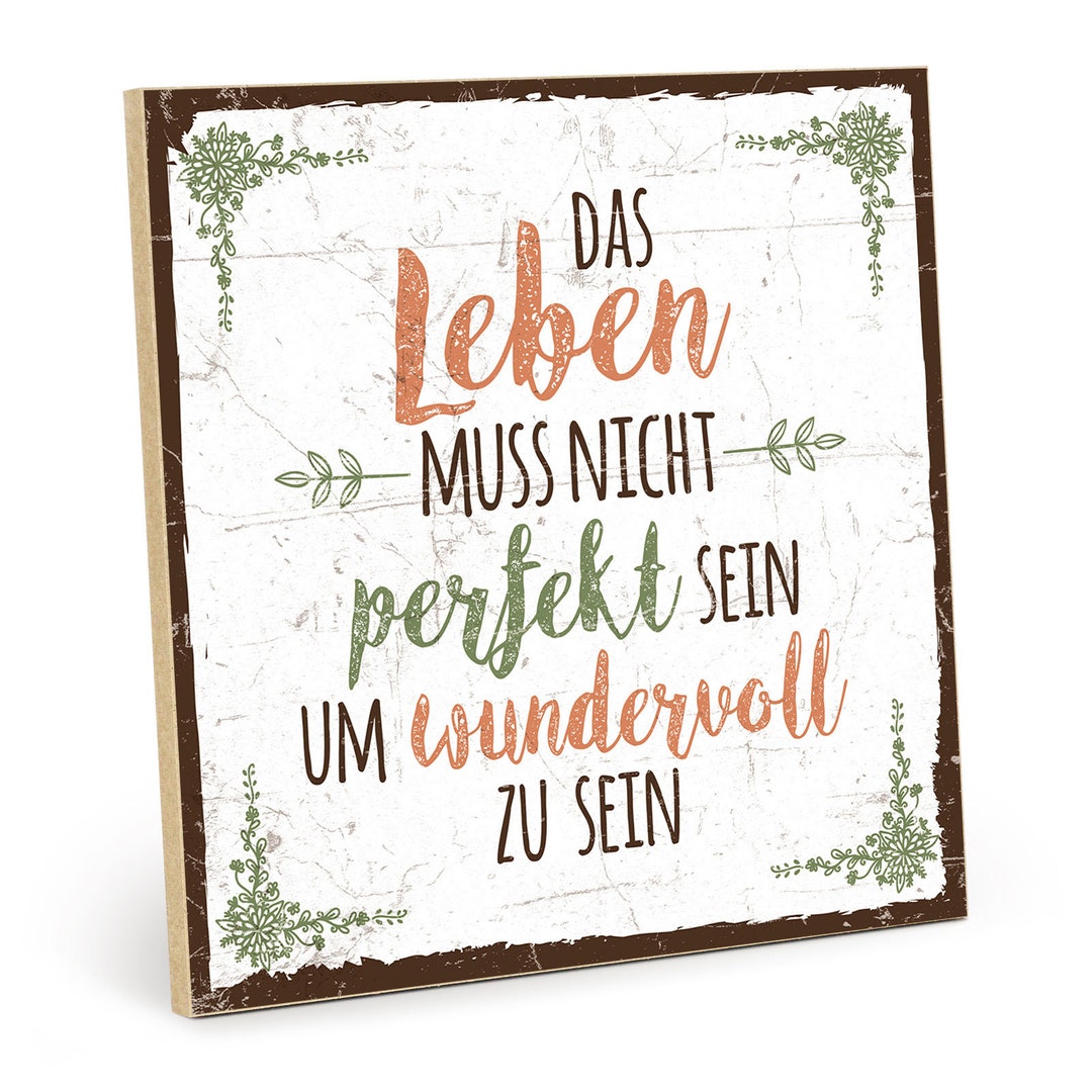 Typestoff Holzschild Mit Spruch NICHT PERFEKT Mit Zitat Als Geschenk
