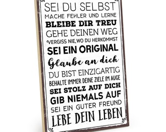 TypeStoff Holzschild mit Spruch – Sei du selbst – im Vintage-Look mit Zitat als Geschenk und Dekoration  HS-00492