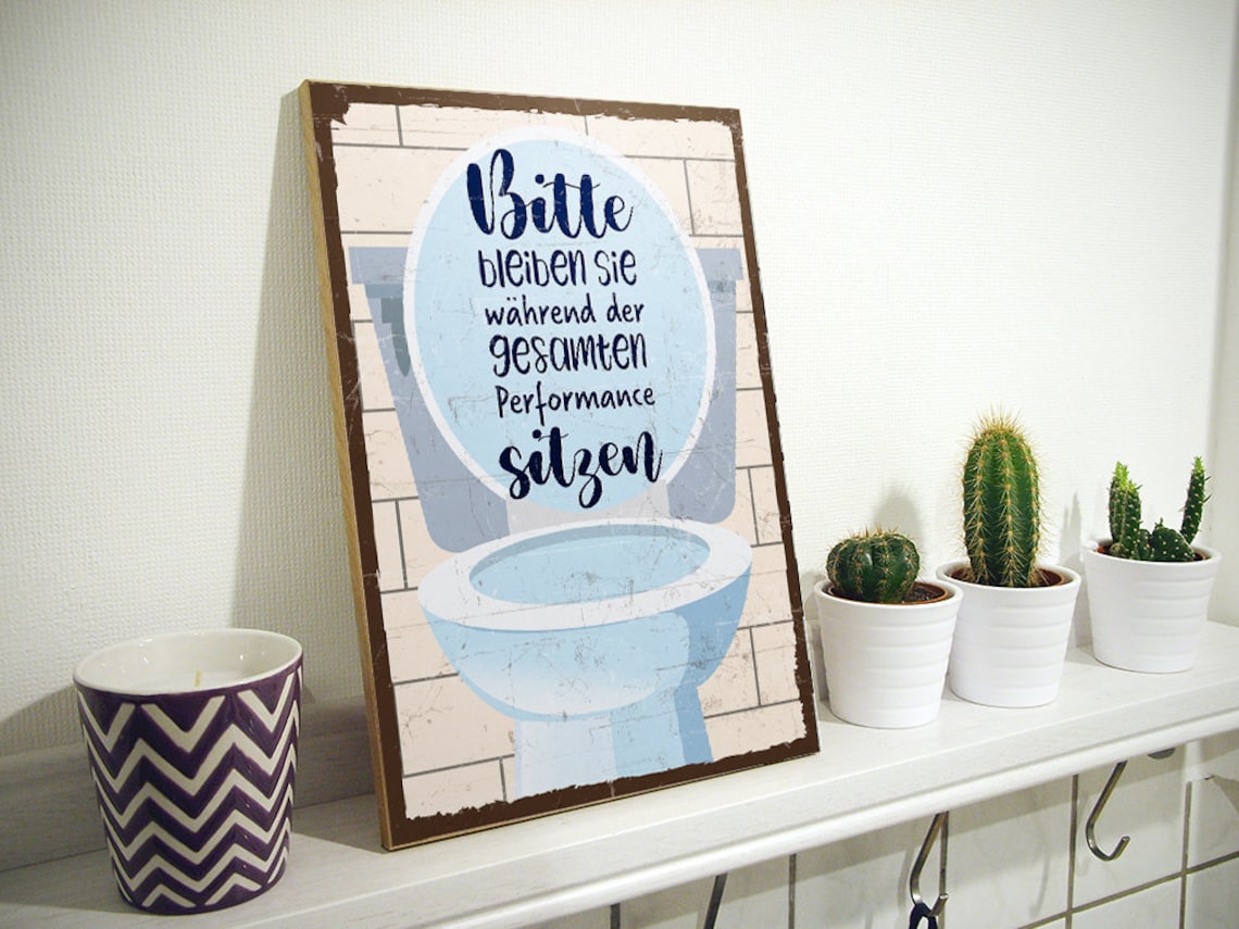 Holzschild Mit Spruch Toilette Im Vintagelook Mit Zitat Etsy Australia
