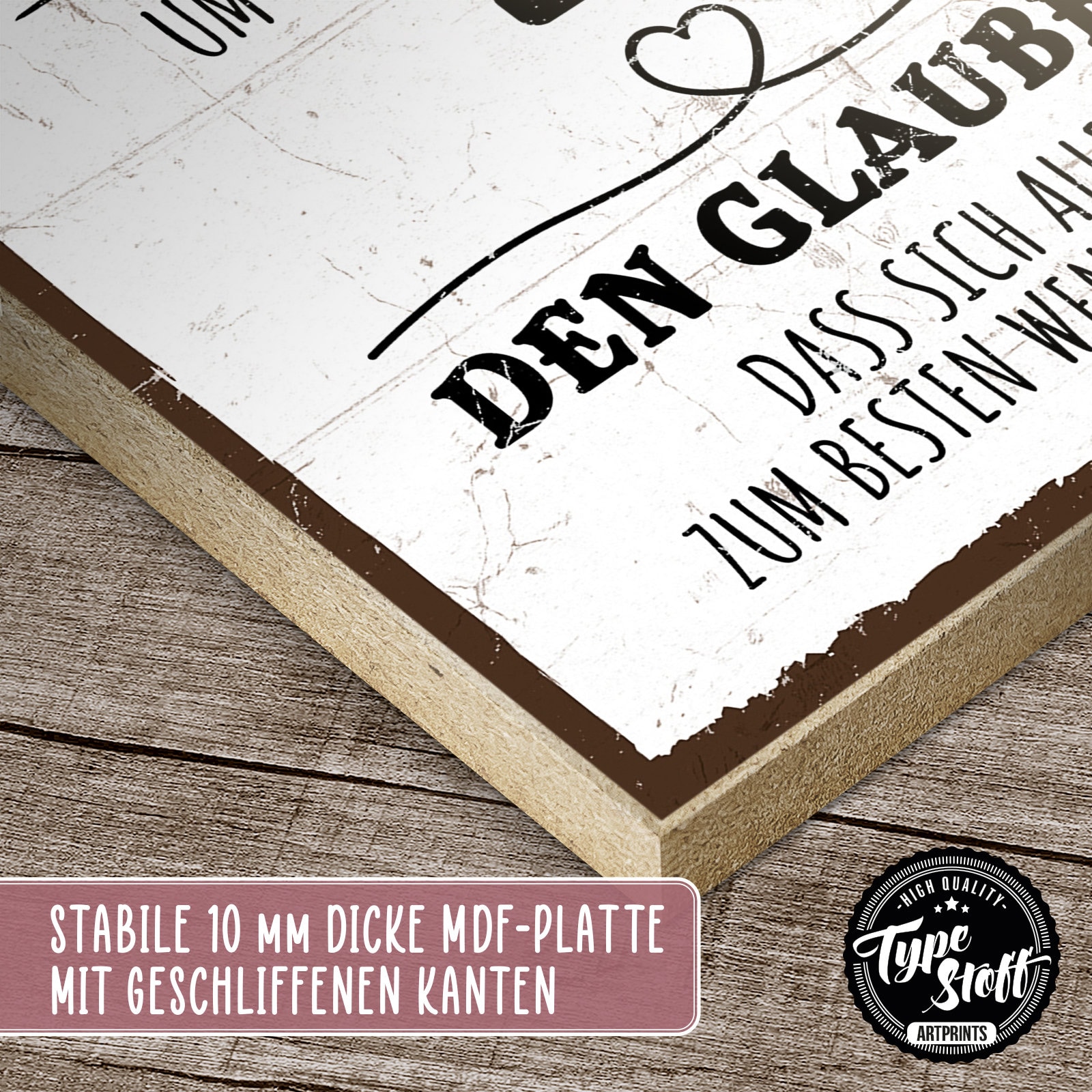 Holzschild Mit Spruch Mut Im Vintagelook Mit Zitat Als Geschenk Und