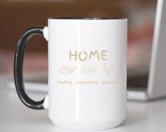 15oz mok, Homesteading Gift, Homeschooling Gift, Home School Mama Gift, Homesteading Wife Gift, Homemaker Gift, Chicken Lover Gift, Leraar Gift