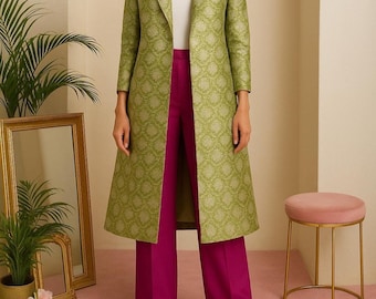Brocade Jacket Long Over Coat dress