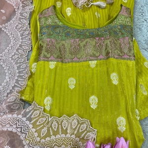 Pure silk Kurta Palazzo organza Dupatta readymade suit