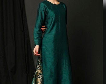 Emerald Green Kurta Set Women Indian Ethnic Outfit Brocade Sharara Pants Pakistani Suit Festive Wedding Wear Eid Party Dress