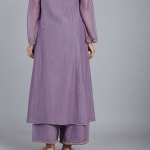 Flieder Chanderi Seide Kurta Palazzo Set für Frauen (SET OF 3)