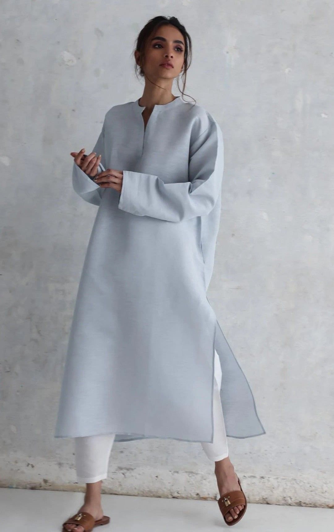 Baumwolle Leinen Kurta mit Hose für Frauen