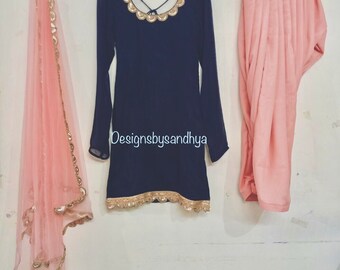 Terno Punjabi para mulher Patiala Shalwar Vestido indiano