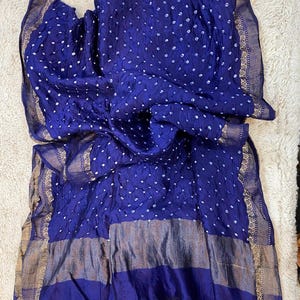Pure silk Bandhani Dupatta Odhni Bandhej Traditional Bandhini Chunni shawl stole with hand work