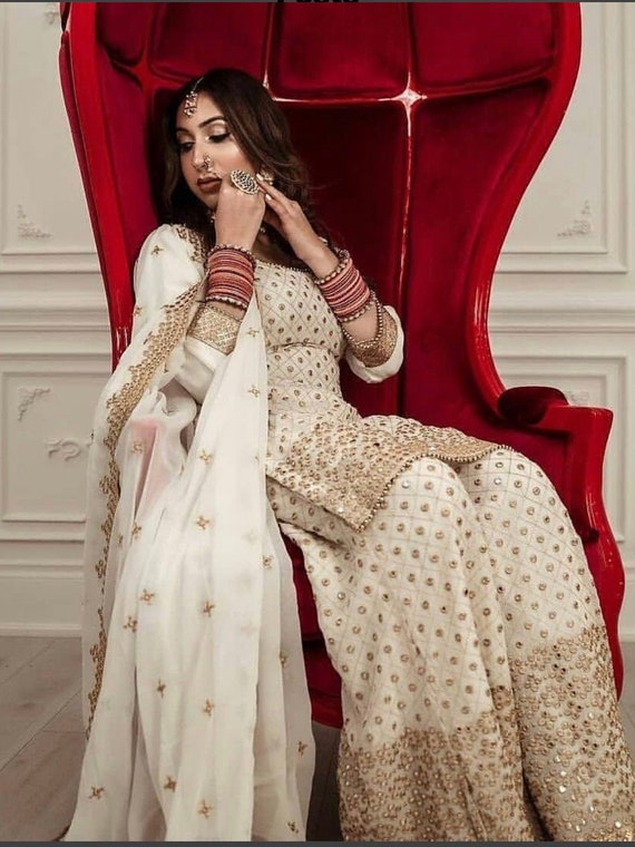Wedding Reception Wear Designer Sharara Palazzo Suit Heavy Embroidery  Handmade Worked Beautiful Salwar Kameez Dupatta Dress for Women's Wear -  Etsy | Party wear sarees, How to wear, Stylish dresses