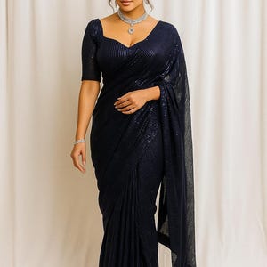 Ready to wear sequin Saree with blouse Women pre stitched saree Dhoti Saree pleated one minute saree indowestern outfits