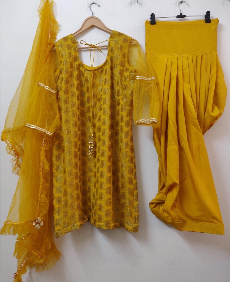 Yellow Punjabi suit Patiala Salwar Suits Shalwar Kameez for women Girls image 2