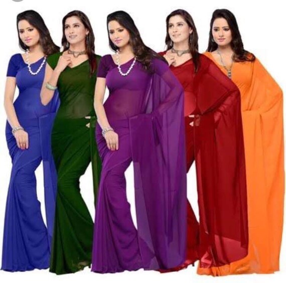 party wear saree plain