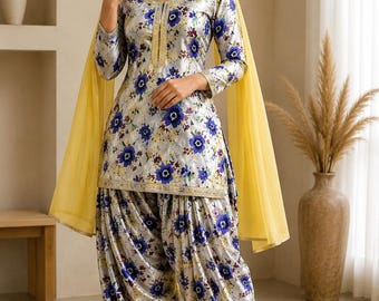 Women Satin Punjabi Patiala Suit Salwar Kameez Set Festive Outfit custom made ethnic wear