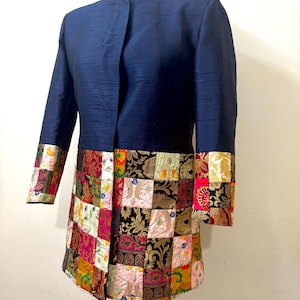Giacca in seta grezza patchwork Banarasi Coat