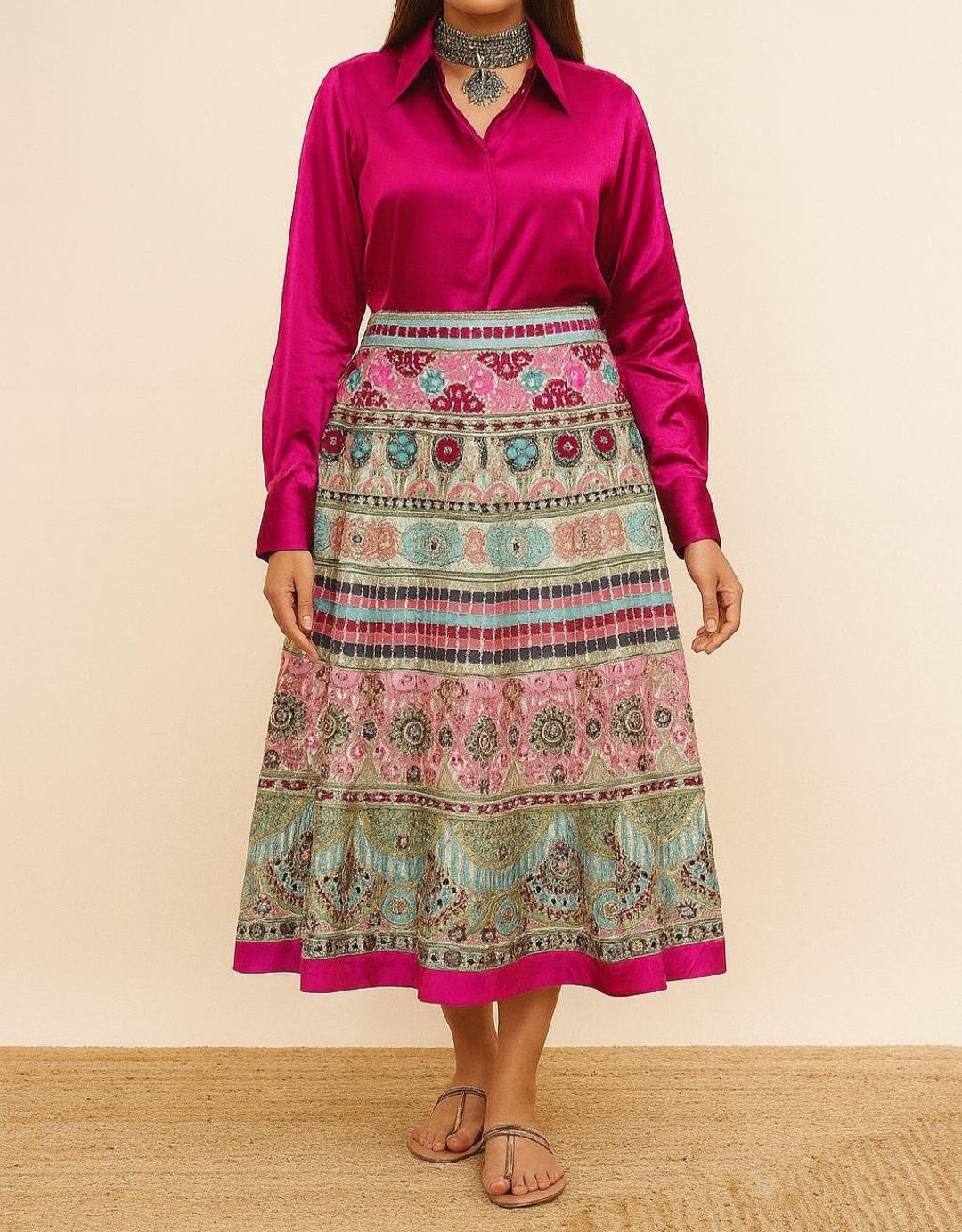 Embroidered Skirt for Women Knee Length Indo Western Outfits