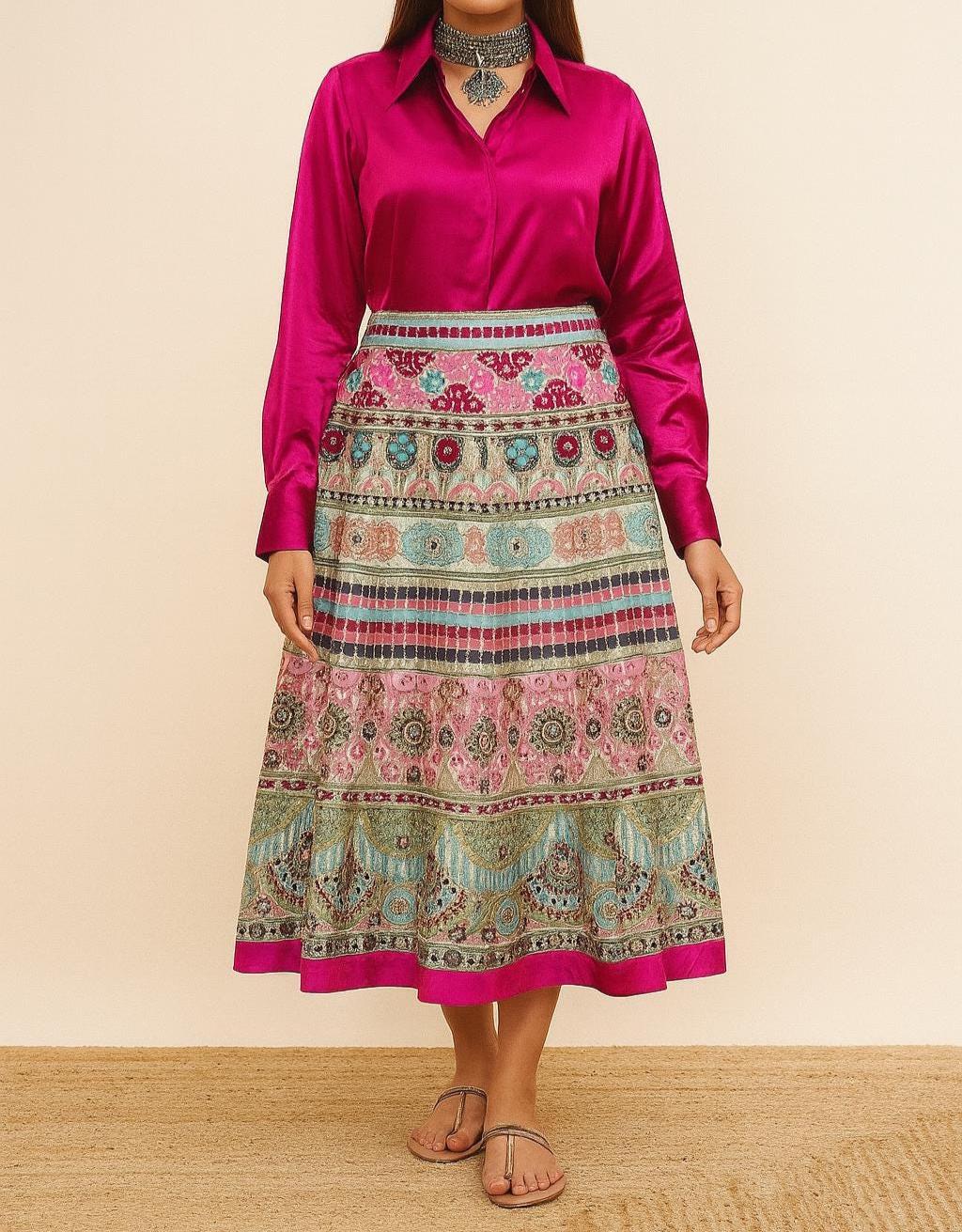 Embroidered Skirt for Women Knee Length Indo Western Outfits