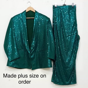 Embellished Sequin Blazer formal jacket coat pant set for women trouser combo party wedding wear cape