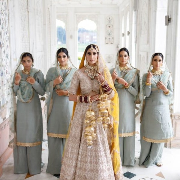 Dusty Blue Bridesmaid Punjabi Suits Indian Dresses for Wedding Girls women plus size