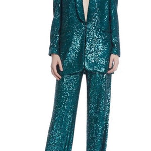 Embellished Sequin Blazer formal jacket coat pant set for women trouser combo party wedding wear cape