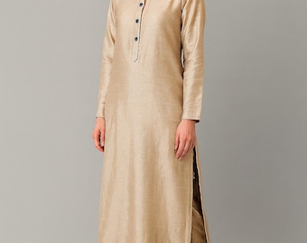 Conjunto de terno palazzo kurta de seda crua para mulheres, conjunto salwar kameez, vestido de noiva simples