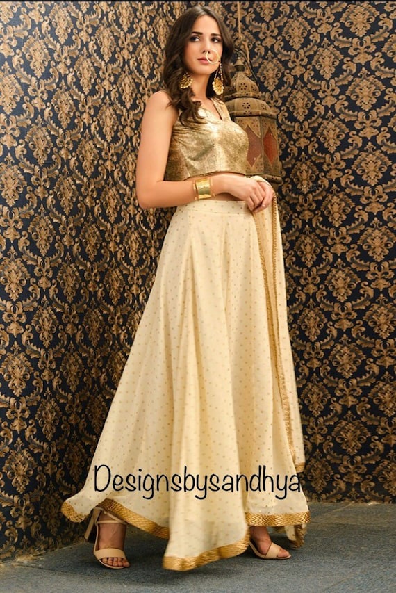 golden top party wear