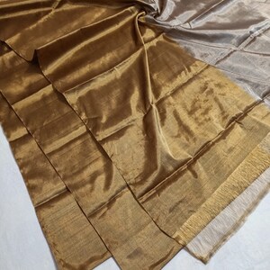 Gold Saree Pure Tissue Indian Wedding Silk Sarees Hand Weave - Etsy