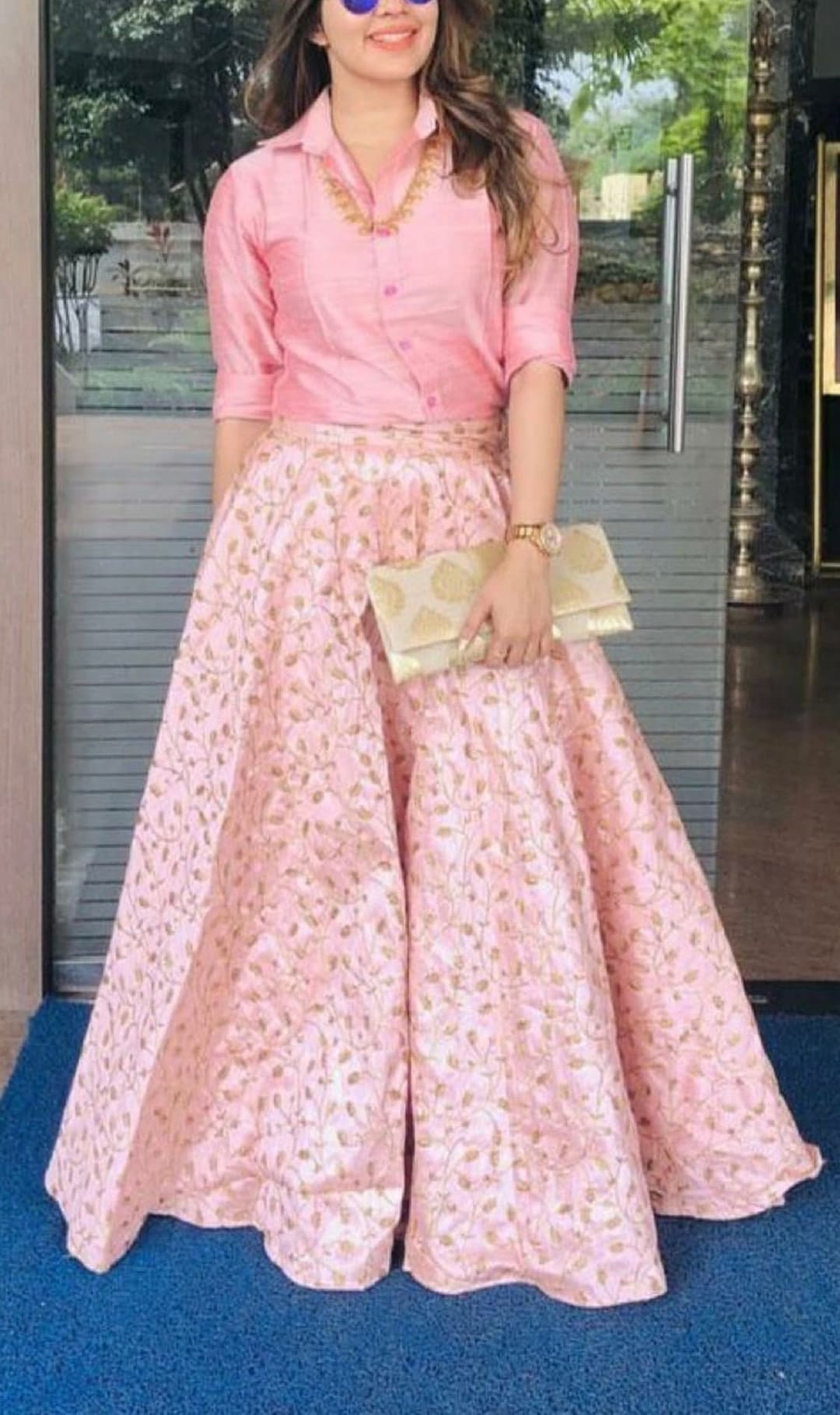 Pink Buy Skirts Online Pakistan New High-Waisted Pleated Long