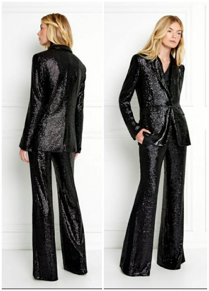 Sequin Lace and Jersey Three-Piece Pantsuit